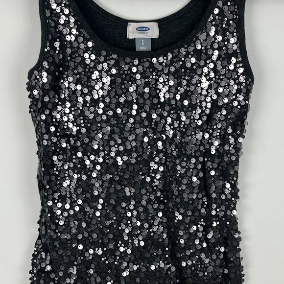 Old Navy Top Blouse Camisole Size S Gray Scoop Neck Sleeveless Stretch Sequin - Picture 3 of 9